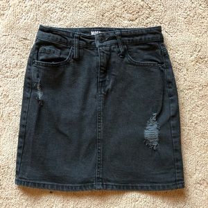 Black denim skirt